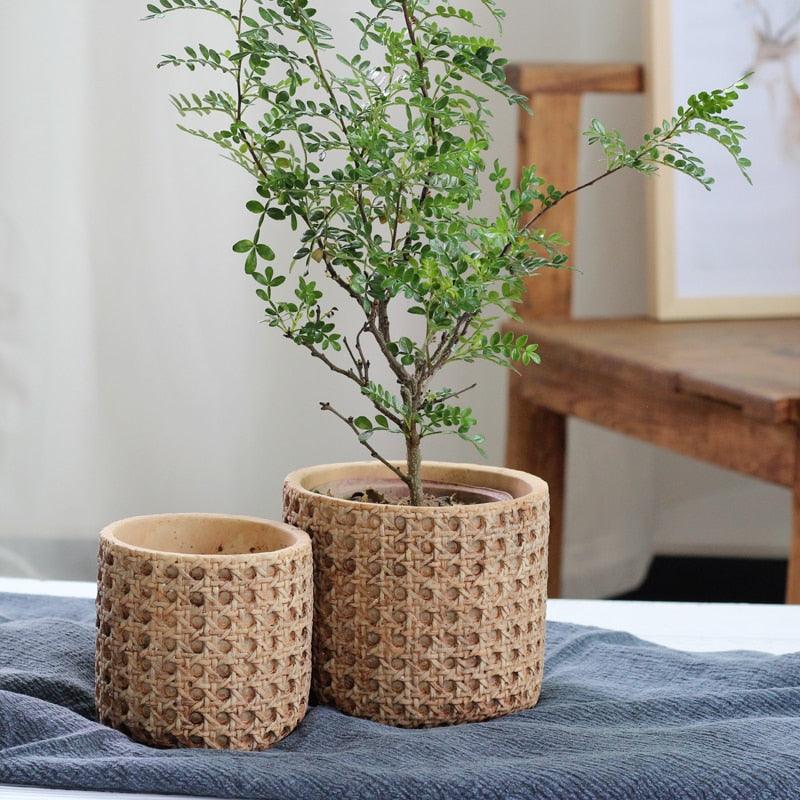 RattanWeave™ Concrete Planter