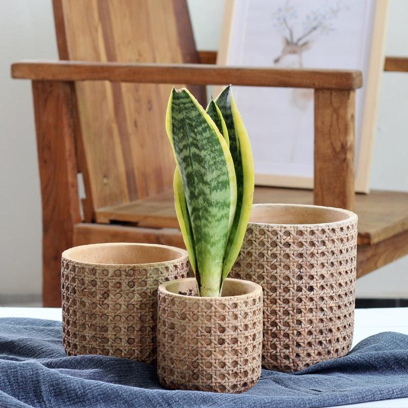 RattanWeave™ Concrete Planter